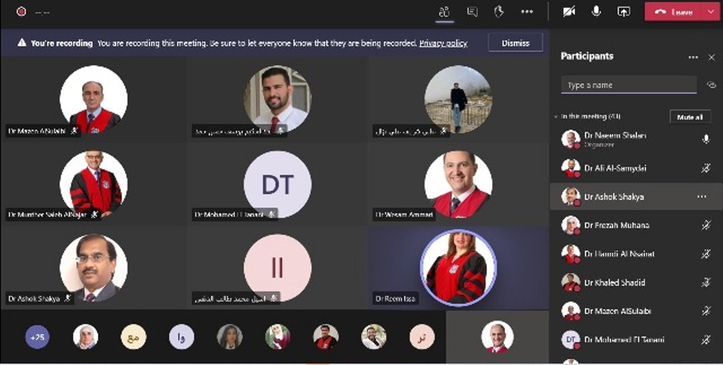 “صيدلة” عمان الأهلية تتفاعل مع طلبتها للماجستير حول المشاريع البحثية على منصة مايكروسوفت تيمز